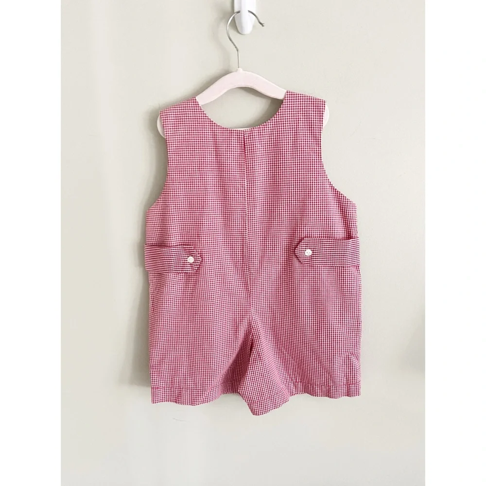 Sir John by Rosalina red gingham boys summer suit with sailboats